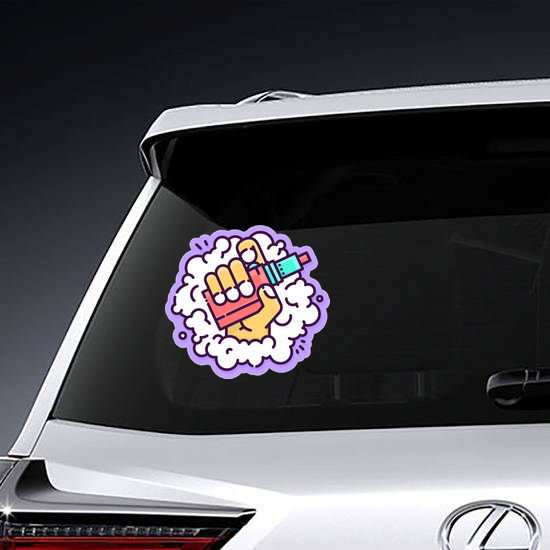 Line Art Style Hand Holding Vape Device Sticker