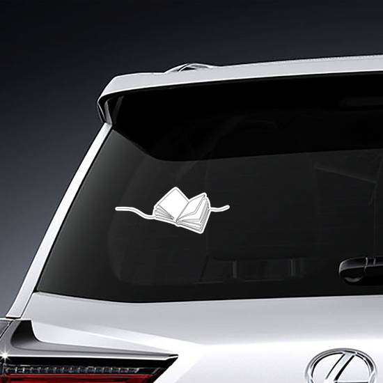 Line Drawing Open Book With Flying Pages Sticker