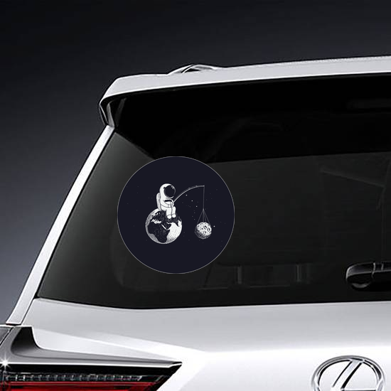 Little Astronaut Fishing for the Moon Sticker
