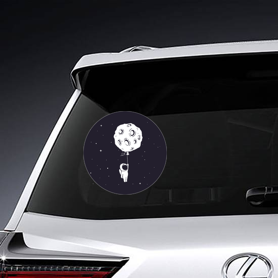 Little Astronaut with Moon Balloon Sticker