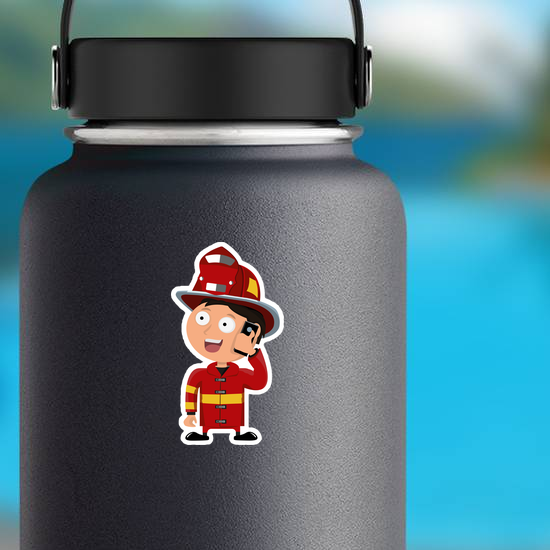 Little Funny Firefighter Sticker