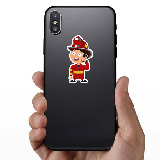 Little Funny Firefighter Sticker