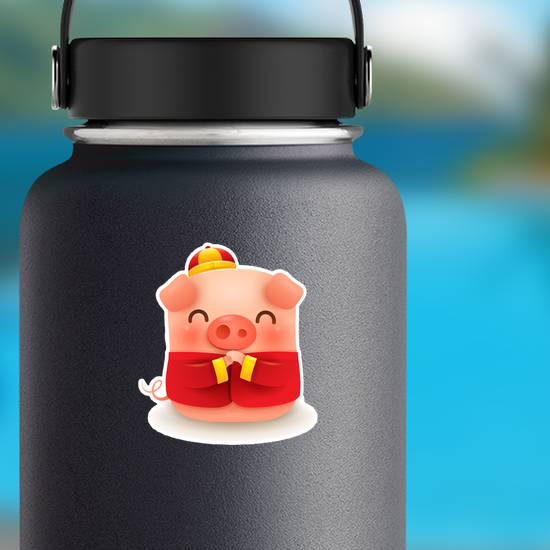 Little Pig With Traditional Chinese Costume Sticker