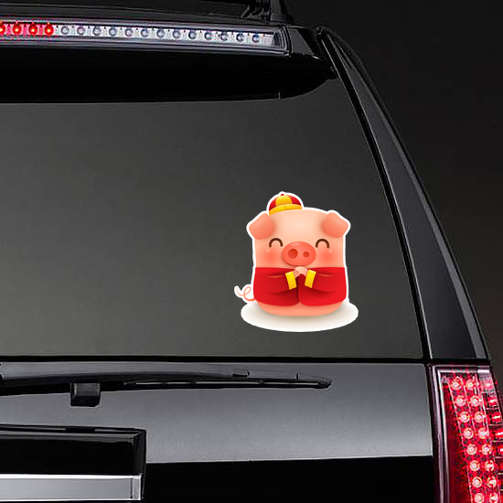Little Pig With Traditional Chinese Costume Sticker