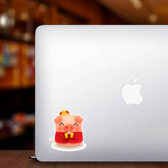 Little Pig With Traditional Chinese Costume Sticker