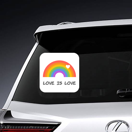 Love Is Love Rainbow With Heart Sticker