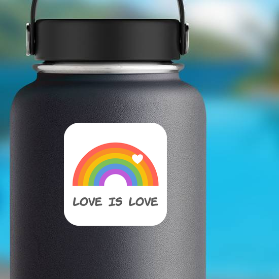 Love Is Love Rainbow With Heart Sticker