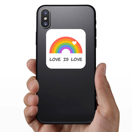 Love Is Love Rainbow With Heart Sticker