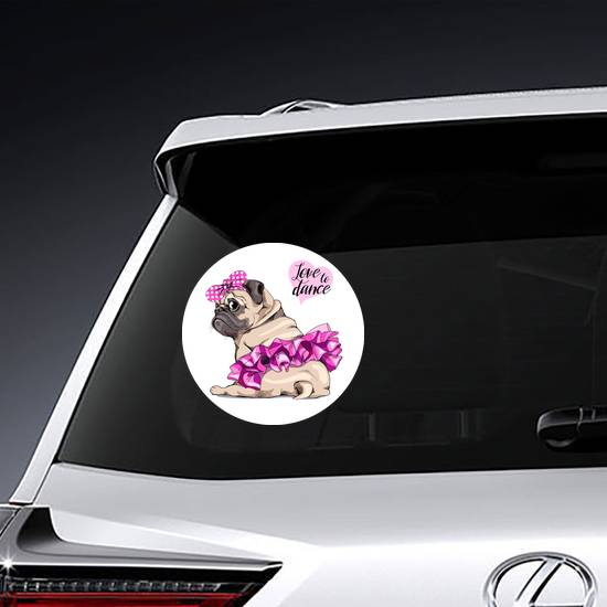 Love To Dance Pug Tutu Sticker