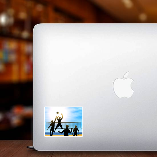 Men Playing Beach Volleyball Sticker