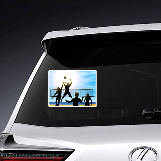 Men Playing Beach Volleyball Sticker