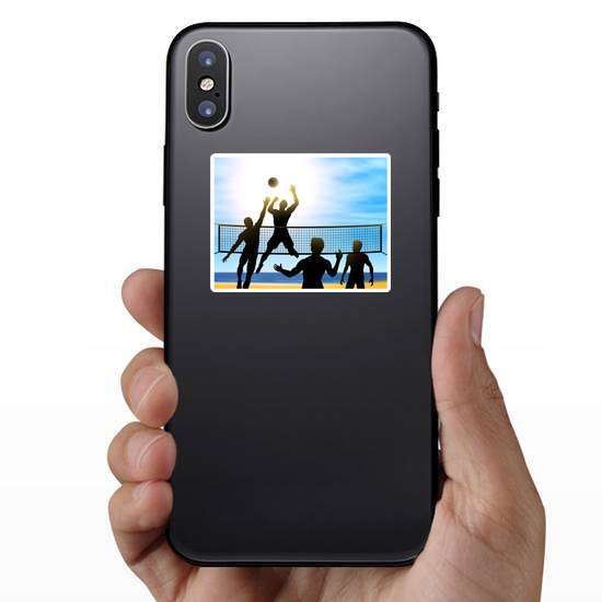 Men Playing Beach Volleyball Sticker