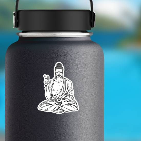 Modern Buddha Showing Peace Sign Sticker