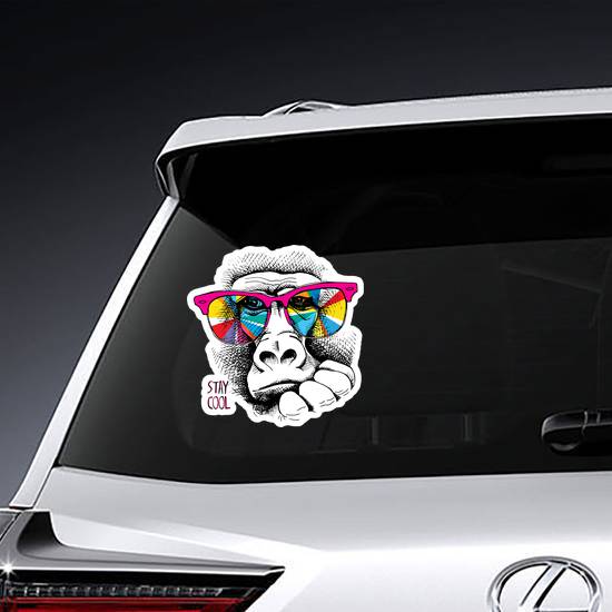 Monkey In Rainbow Color Glasses Sticker example 