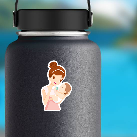 Mother Feeding Baby with Bottle Sticker