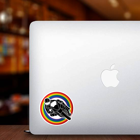 Motorcycle Racing Through Rainbow Sticker