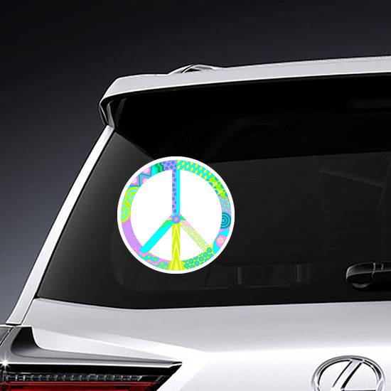 Multicolored Peace Sign Sticker example 