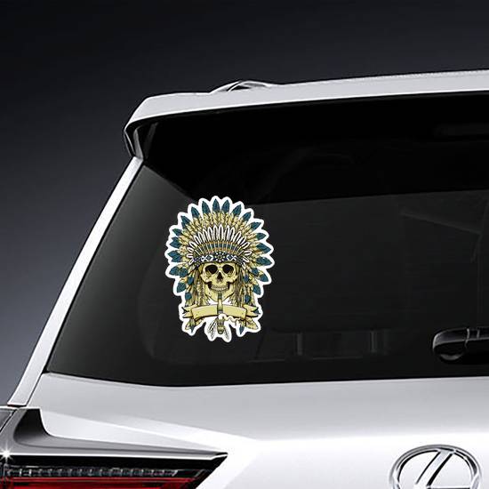Native American Skull Headdress Sticker