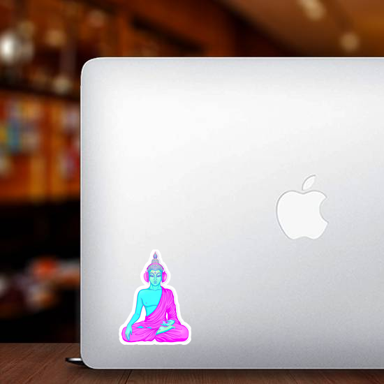 Neon Buddha Listening To The Music In Headphones Sticker