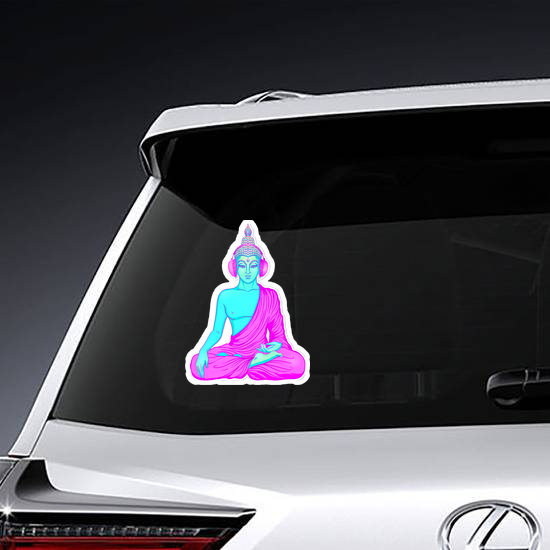 Neon Buddha Listening To The Music In Headphones Sticker