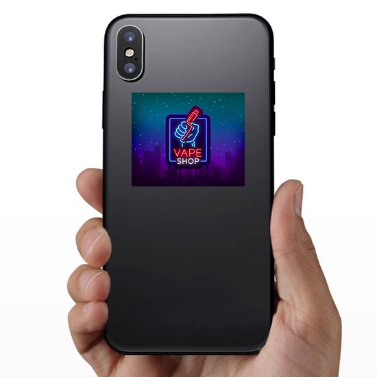 Neon Vape Shop Sign Sticker
