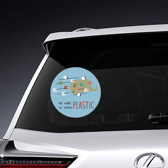 No More Plastic In Ocean Sad Whale Sticker