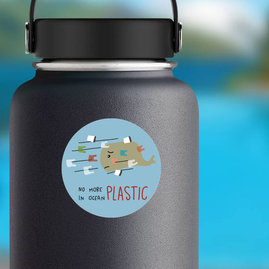 No More Plastic In Ocean Sad Whale Sticker