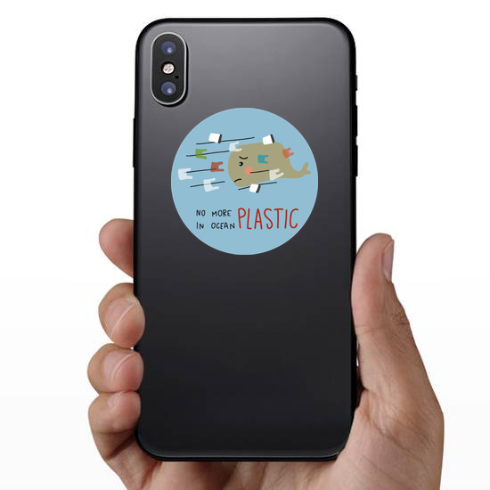 No More Plastic In Ocean Sad Whale Sticker