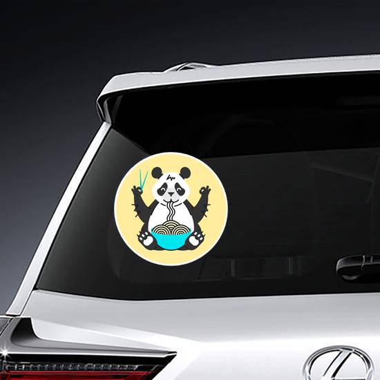 Panda Eating Noodles With Chopsticks Sticker example 