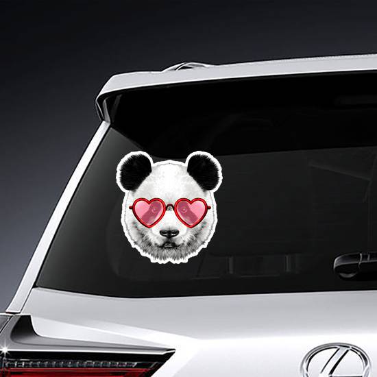 Panda Face With Heart Glasses Sticker