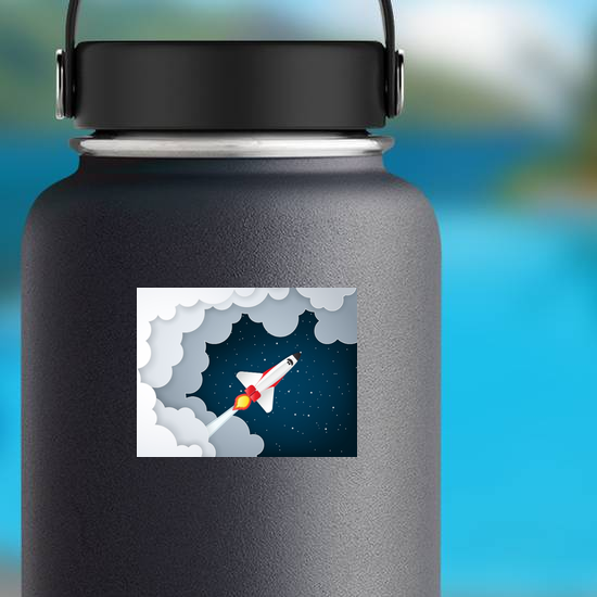 Paper Art Space Shuttle Launch Sticker