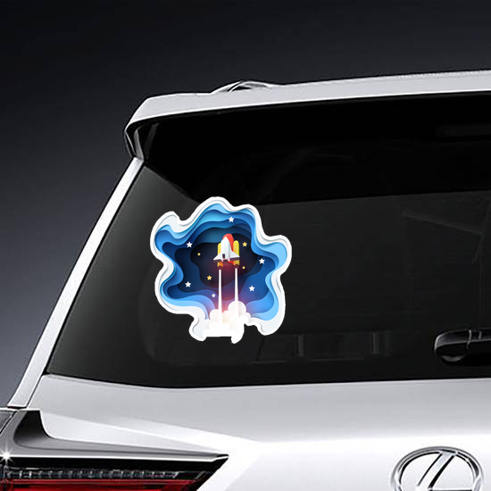 Paper Cut Space Shuttle Launching Sticker