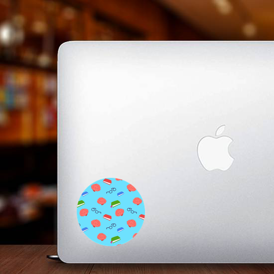 Pattern With Nerdy Books And Glasses Sticker