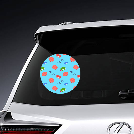 Pattern With Nerdy Books And Glasses Sticker