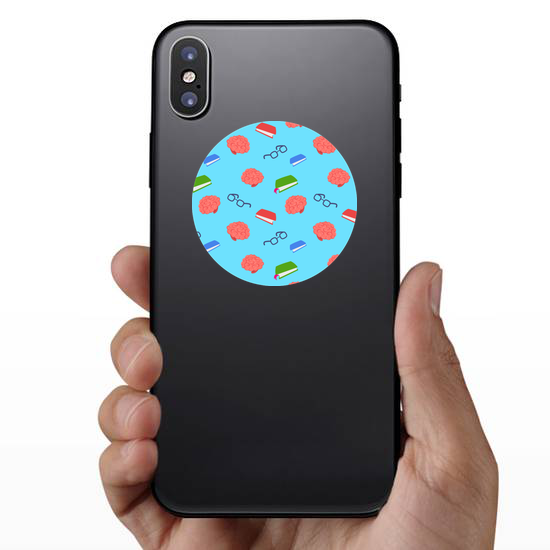 Pattern With Nerdy Books And Glasses Sticker