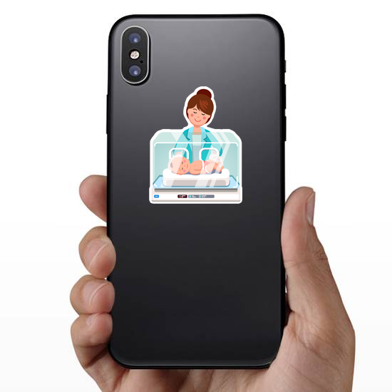 Pediatrician Examining Newborn Sticker