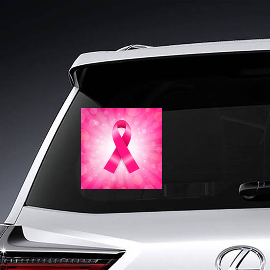 Pink Breast Cancer Ribbon Banner Sticker