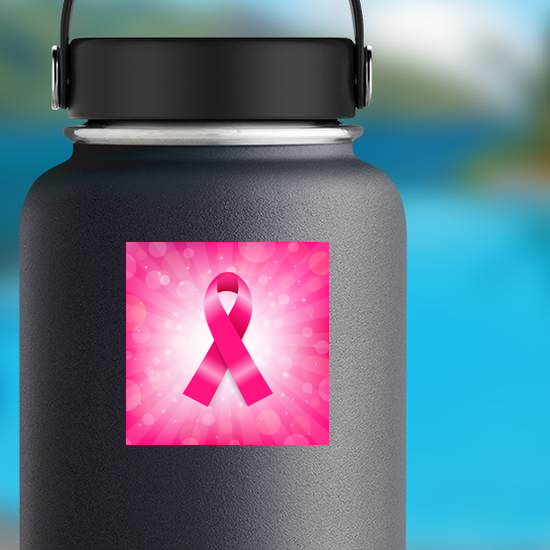 Pink Breast Cancer Ribbon Banner Sticker