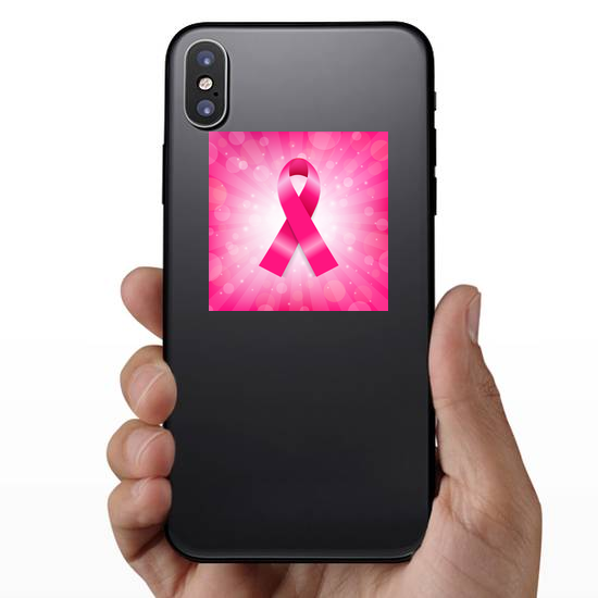 Pink Breast Cancer Ribbon Banner Sticker