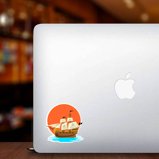 Pirate Ship at Sunset Sticker