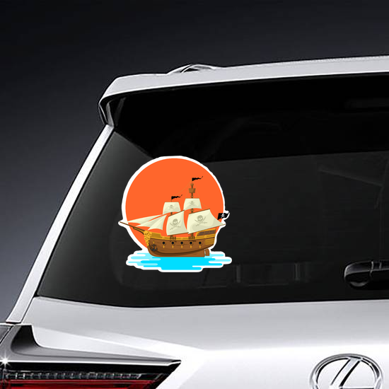 Pirate Ship at Sunset Sticker