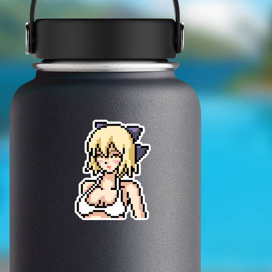 Pixel Art Anime Girl wearing Swimsuit Sticker