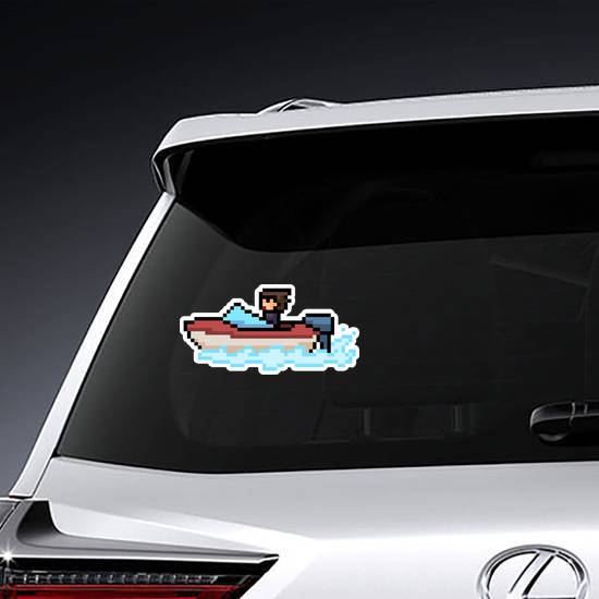 Pixel Art Beach Boat Sticker