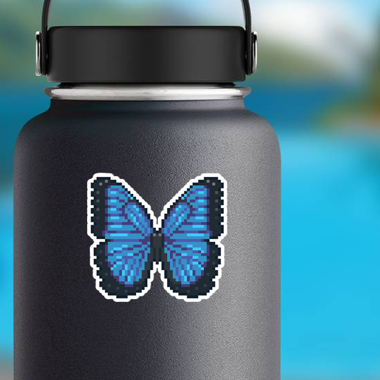 Pixel Art Blue Butterfly Sticker