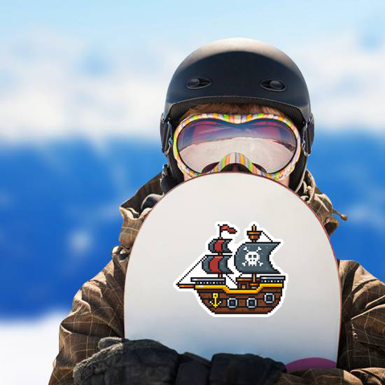 Pixel Art Cartoon Pirate Ship Sticker