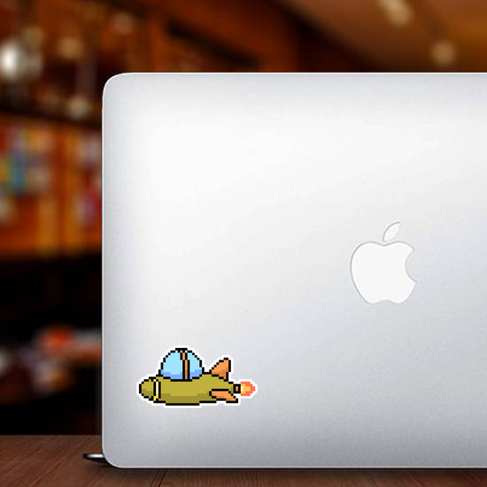 Pixel Art Cartoon Spaceship Sticker