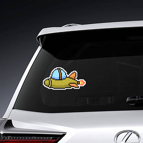 Pixel Art Cartoon Spaceship Sticker