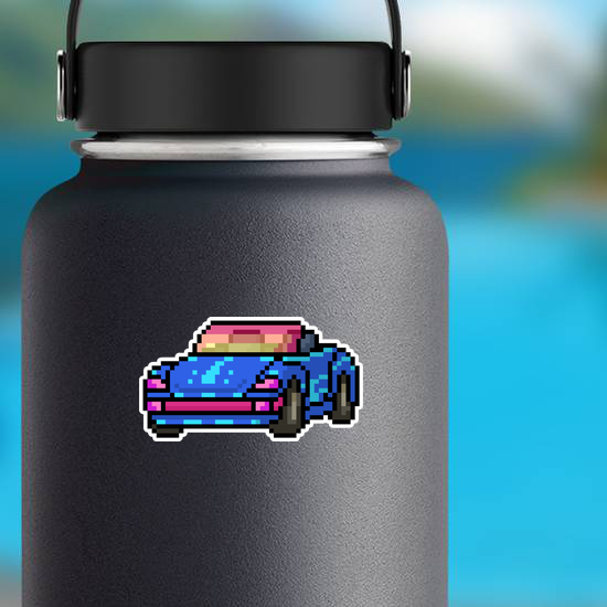 Pixel Art Convertible Car Sticker