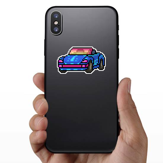 Pixel Art Convertible Car Sticker