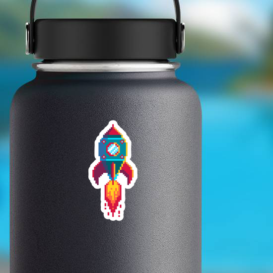 Pixel Art Flying Rocket Sticker